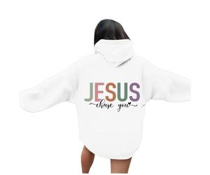 Jesus Jesus Chase You Sweats à capuche pour femme automne université chrétienne pull vêtements prier le Seigneur mignon avec capuche graphique ample décontracté tendance tops Y2K personnalisé foi