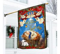 Jésus Jésus Est Né Que Le Ciel Et Les Anges Chantent Drapeau De Décoration Coupe-Vent Et Étancheune Drapeaux De Pirate Durable Jardin Signe Décoration Pour Patio Maison Extérieure S