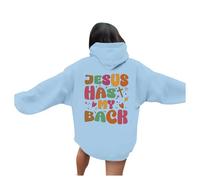 Jesus Jesus Has My Back Sweats à capuche pour femme mignon Université chrétienne Haut à capuche Faith Comfort Tenue graphique Coupe ample Anime Religious God Cool Y2K Léger Workou Goth Preppy, bleu