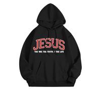Jesus Jesus The Way The Truth and The Life Sweat à capuche pour femme Coupe ample avec capuche Christian Summer Pullover Tops God Fall Soft Graphic Casual Beach Vêtements essentiels religieux, Noir