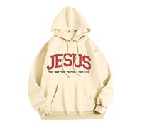 Jesus Jesus The Way The Truth and The Life Sweat à capuche pour femme Coupe ample avec capuche Christian Summer Pullover Tops God Fall Soft Graphic Casual Beach Vêtements essentiels religieux, beige