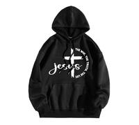Jésus Jésus The Way The Truth and The Life Youth Hoodies pour femme confortable lettre chrétienne décontractée pull Faith mignon graphique fin avec capuche sweatshirts automne religieux dieu, Noir