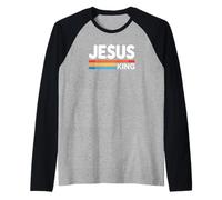 Jesus King Retro Christian Faith Bold Worship Tees and Decor Manche Raglan