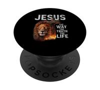 Jésus la vérité la Vie Croix de Lion chrétienne Verset biblique PopSockets PopGrip Adhésif