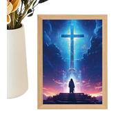 Jesus Lamp Light - 4D LED Wooden Frame Display, Illuminated Christ Artwork Decoration, Faith Inspired Ambient Lighting | Suitable For Living Room Bedroom Church Easter Christmas Birthday Celebrations