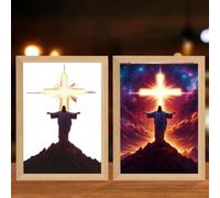 Jesus Lamp Light Luminworks, Luminworks Jesus Lamp, Miraclelamp Lumin Works Light up Picture Photo Frame, 4d LED Painting Inspiring Jesus Night Lights Decor for Home Room, Christian Decorative Gifts(S