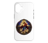 Jésus Le Berger cathédrale médiévale Art mosaïque agneaux Coque pour iPhone 16
