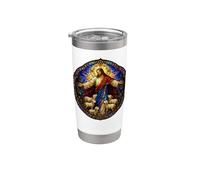 Jésus le berger cathédrale médiévale art mosaïque agneaux Gobelet isotherme en acier inoxydable double paroi