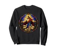 Jésus Le Berger cathédrale médiévale Art mosaïque agneaux Sweatshirt