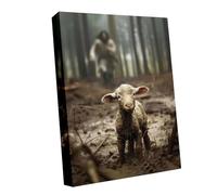 Jésus le Bon Berger - Toile murale 30,5 x 40,6 cm, illustration de l'agneau et du Christ, décoration d'intérieur chrétienne inspirante | Affiche murale remplie de foi pour le salon et la salle de bain