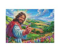 Jésus Le Bon Pasteur 300 Pièces Puzzle Collectionneur en Carton Haute Qualité Les Animaux Mignons accompagnent Haute Difficulté Décoration Murale Oeuvre d'art Cadeau Noël Premium 300 PCS