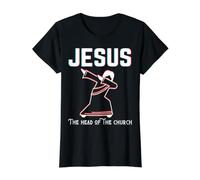 Jésus Le Chef de l'église chrétien Noël Pâques Dieu T-Shirt Graphique avec Valeur, Femme, Noir, S