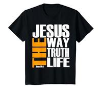 Jésus Le Chemin la vérité la Vie chrétienne T-Shirt, Enfant, Noir, 2 Ans
