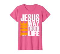 Jésus Le Chemin la vérité la Vie chrétienne T-Shirt, Femme, Rose Chiné, XXL