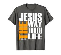 Jésus Le Chemin la vérité la Vie chrétienne T-Shirt, Homme, Asphalte, 6XL