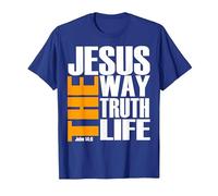 Jésus Le Chemin la vérité la Vie chrétienne T-Shirt, Homme, Bleu Royal, 3XL