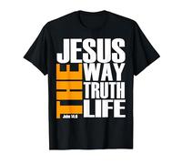 Jésus Le Chemin la vérité la Vie chrétienne T-Shirt, Homme, Noir, S