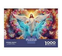 Jésus & Lion Puzzle 1000 Pièces Carton Épais Adulte Ascension Anti-Stress Puzzle De Collection Pièces Bien Découpées Relaxation 38x26cm/1000pcs