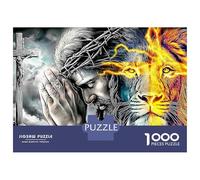 Jésus Lion Puzzle 1000 Pièces Papier Écologique pour Enfants Débutants, Puzzle Ultra-Difficile, Loisir Après École, Puzzle Top Noté pour Enfants s 52x38cm/1000pcs