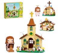 Jésus Lot de 454 blocs de construction 3 en 1 compatibles avec Lego, crèche de Pâques, église, missionnaire et résurrection, croix religieuse de Jésus, cadeau catholique chrétien (454 pièces)
