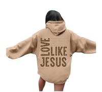 Jesus Love Like Jesus Cute Hoodies for Women Trendy Graphic Christian with Hood Pullover Clothes God Comfort Western Letter Tops Uni I Love Jesus Pray The Lord Fall Country, kaki, S