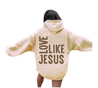Jesus Love Like Jesus Cute Hoodies for Women Trendy Graphic Christian with Hood Pullover Clothes God Comfort Western Letter Tops Uni I Love Jesus Pray The Lord Fall Country, beige, M