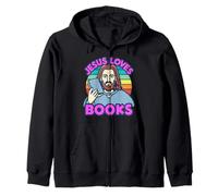 Jesus Loves Books Reading Roman Stories Reader Bible Writer Sweat à Capuche