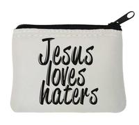 Jesus Loves Haters Jesus Loves You Pochette porte-monnaie en néoprène Blanc 10 x 11 cm