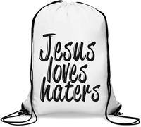 Jesus Loves Haters Jesus Loves You Sac de gym décontracté avec cordon de serrage Blanc
