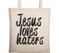 Jesus Loves Haters Jesus Loves You Sac fourre-tout en coton écologique Beige