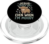 Jesus Loves Me Even When I'm Moody PopSockets PopGrip pour MagSafe