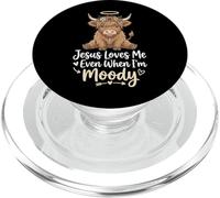 Jesus Loves Me Even When I'm Moody PopSockets PopGrip pour MagSafe