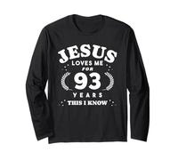 Jesus Loves Me for 93 Years Old Religious 93e Anniversaire Manche Longue
