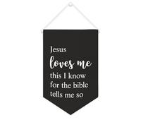 Jesus Loves Me This I Know For The Bible Tells Me So Bannière murale inspirante à suspendre au mur Décoration murale pour salon, chambre à coucher, bureau, cadeaux de vacances 25,4 x 38,1 cm