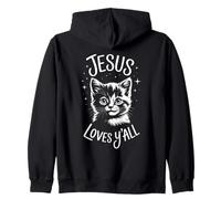Jesus Loves Y'all Cat - Mignon chrétien Foi Religieuse Sweat à Capuche