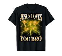 Jesus Loves You Bro Bootleg Style Graphic T-Shirt