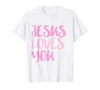 Jesus Loves You, Message Rose Vieilli, chrétien T-Shirt Graphique avec Valeur, Homme, Blanc, XL