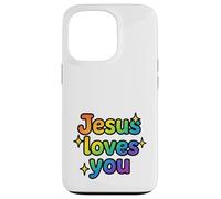 Jesus Loves You Rainbow Sparkle Faith Cadeau Amusant Coque pour iPhone 13 Pro