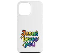 Jesus Loves You Rainbow Sparkle Faith Cadeau Amusant Coque pour iPhone 13 Pro Max