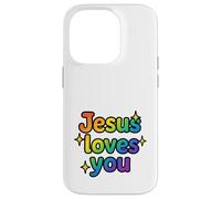 Jesus Loves You Rainbow Sparkle Faith Cadeau Amusant Coque pour iPhone 14 Pro