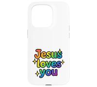Jesus Loves You Rainbow Sparkle Faith Cadeau Amusant Coque pour iPhone 15 Pro