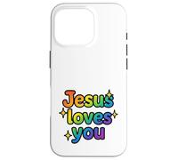 Jesus Loves You Rainbow Sparkle Faith Cadeau Amusant Coque pour iPhone 16 Pro