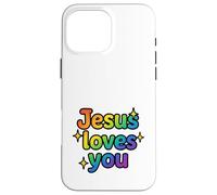 Jesus Loves You Rainbow Sparkle Faith Cadeau Amusant Coque pour iPhone 16 Pro Max