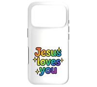 Jesus Loves You Rainbow Sparkle Faith Cadeau Amusant Coque pour iPhone 17 Pro
