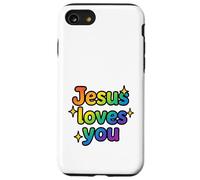 Jesus Loves You Rainbow Sparkle Faith Cadeau Amusant Coque pour iPhone SE (2020) / 7/8