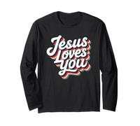 Jesus Loves You Retro Vintage Christian Men Women Kids Manche Longue