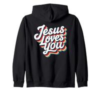 Jesus Loves You Retro Vintage Christian Men Women Kids Sweat à Capuche