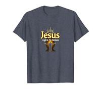 Jésus : Lumière dans Les ténèbres - La Vie est effrayante sans Jésus T-Shirt, Homme, Bleu Chiné, S