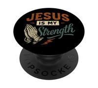 Jésus, ma Force - Une Foi chrétienne Vintage PopSockets PopGrip Adhésif