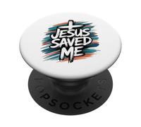 Jésus m'a sauvé la Foi chrétienne PopSockets PopGrip Adhésif